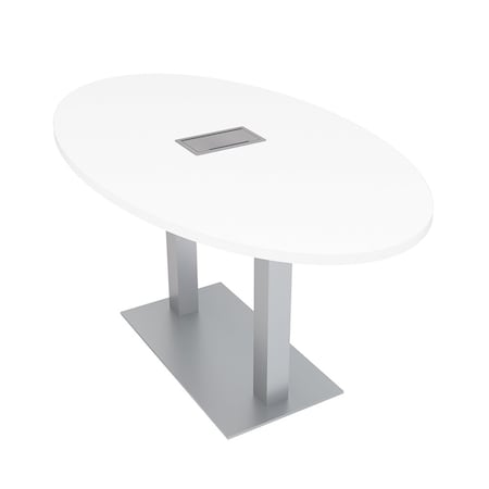 Skutchi Designs 33.5 in W, 59.5 in L, 29 in H, Engineered Wood Top, White HAR-OVL-34x60-DOU-ELEC-XD09